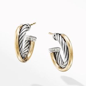 David Yurman The Crossover Hoop Earrings with 18K Yellow Gold 17mm small